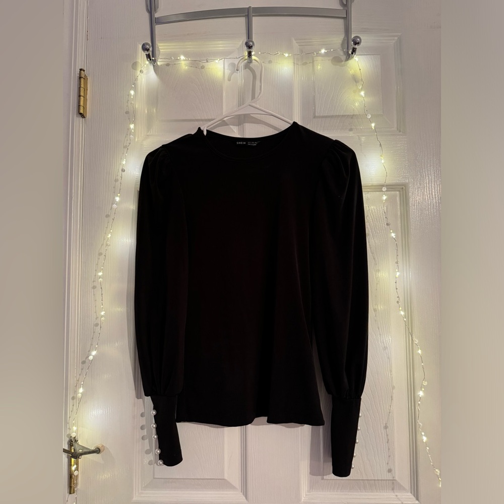 Black LongSleeved Lightweight Blouse